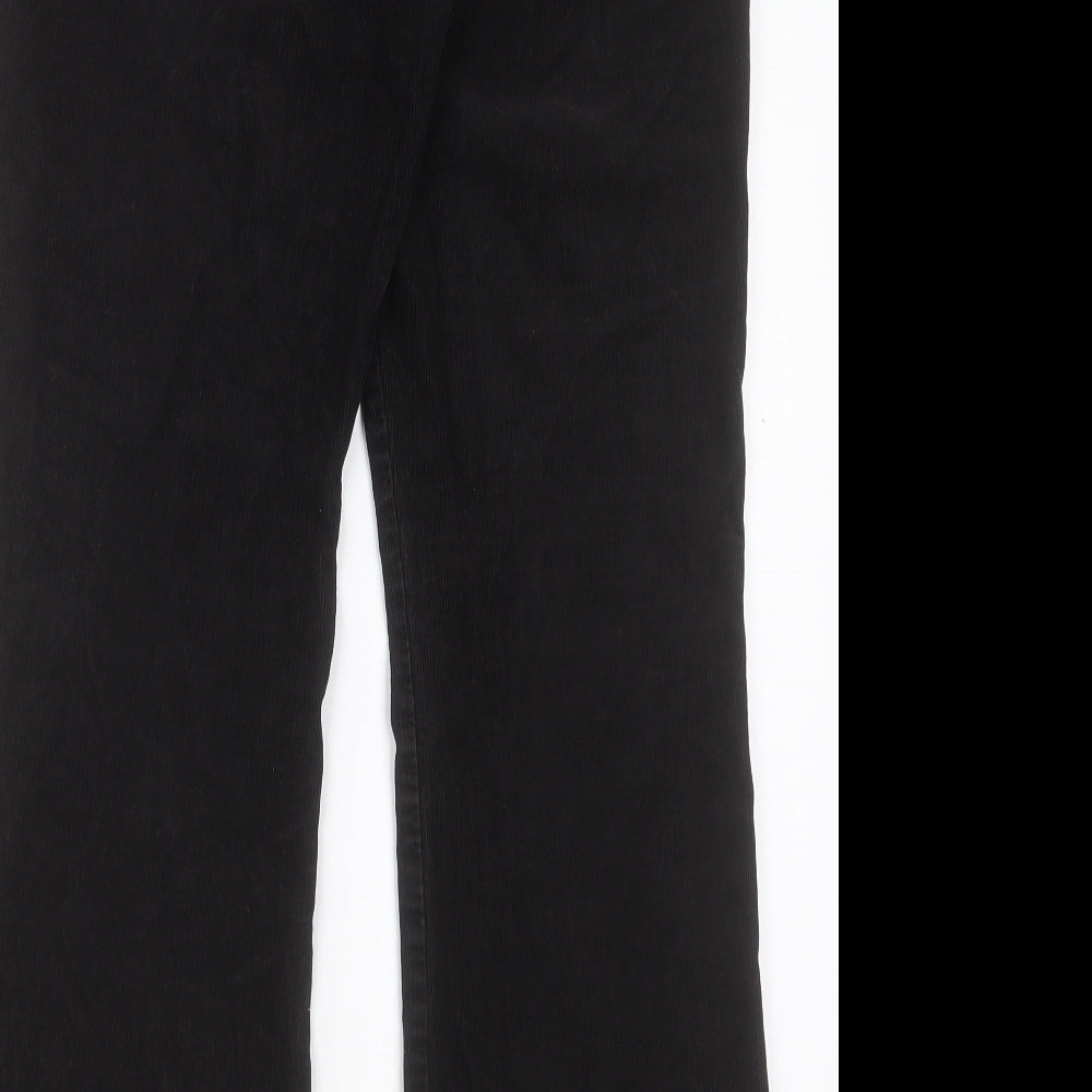 Marks and Spencer Womens Black Cotton Trousers Size 14 L29 in Regular Button