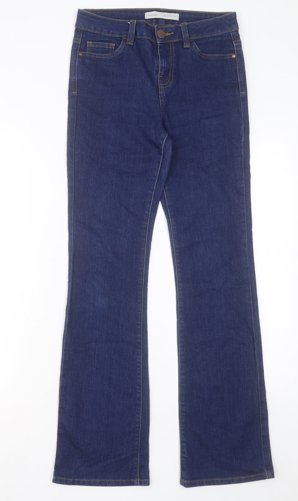 George Womens Blue Cotton Bootcut Jeans Size 8 L30 in Regular Button