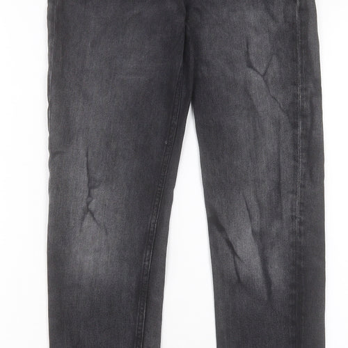 H&M Mens Black Cotton Straight Jeans Size 28 in L32 in Slim Button