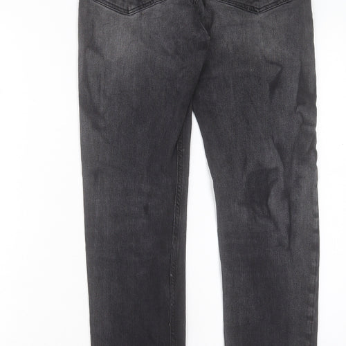 H&M Mens Black Cotton Straight Jeans Size 28 in L32 in Slim Button