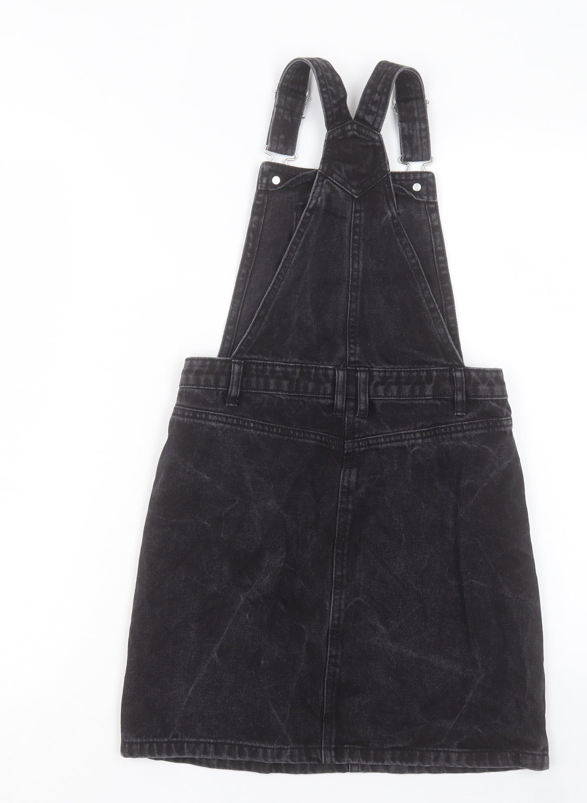 Matalan Girls Black Cotton Pinafore/Dungaree Dress Size 11 Years Square Neck Buckle