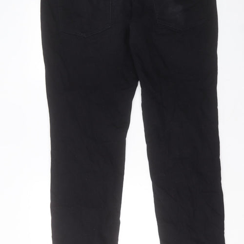 Angelo Litrico Mens Black Cotton Trousers Size 40 in L34 in Regular Button - Long Leg