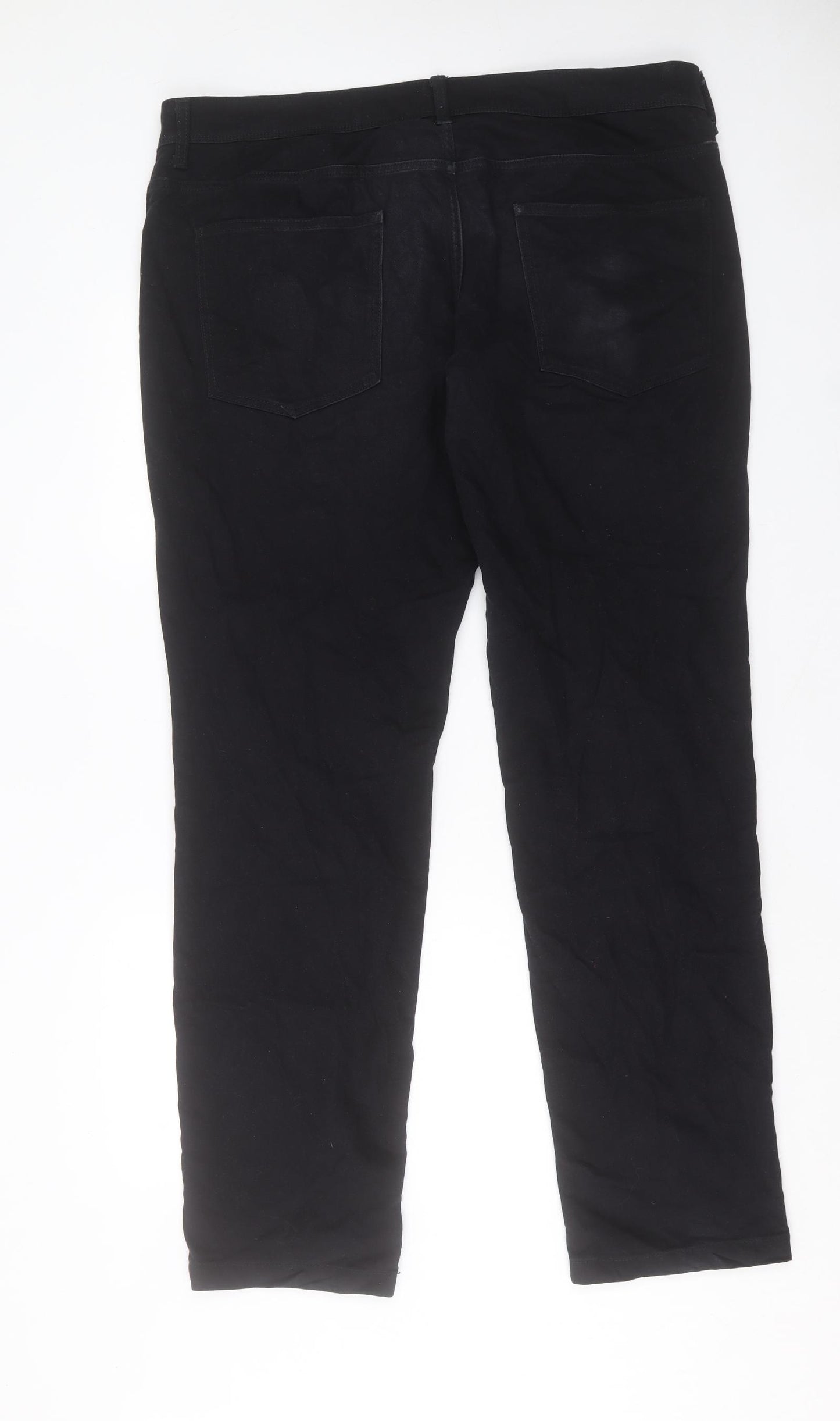 Angelo Litrico Mens Black Cotton Trousers Size 40 in L34 in Regular Button - Long Leg