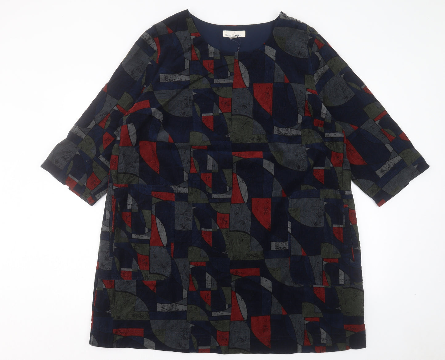 Seasalt Womens Multicoloured Geometric Cotton A-Line Size 22 Crew Neck Pullover