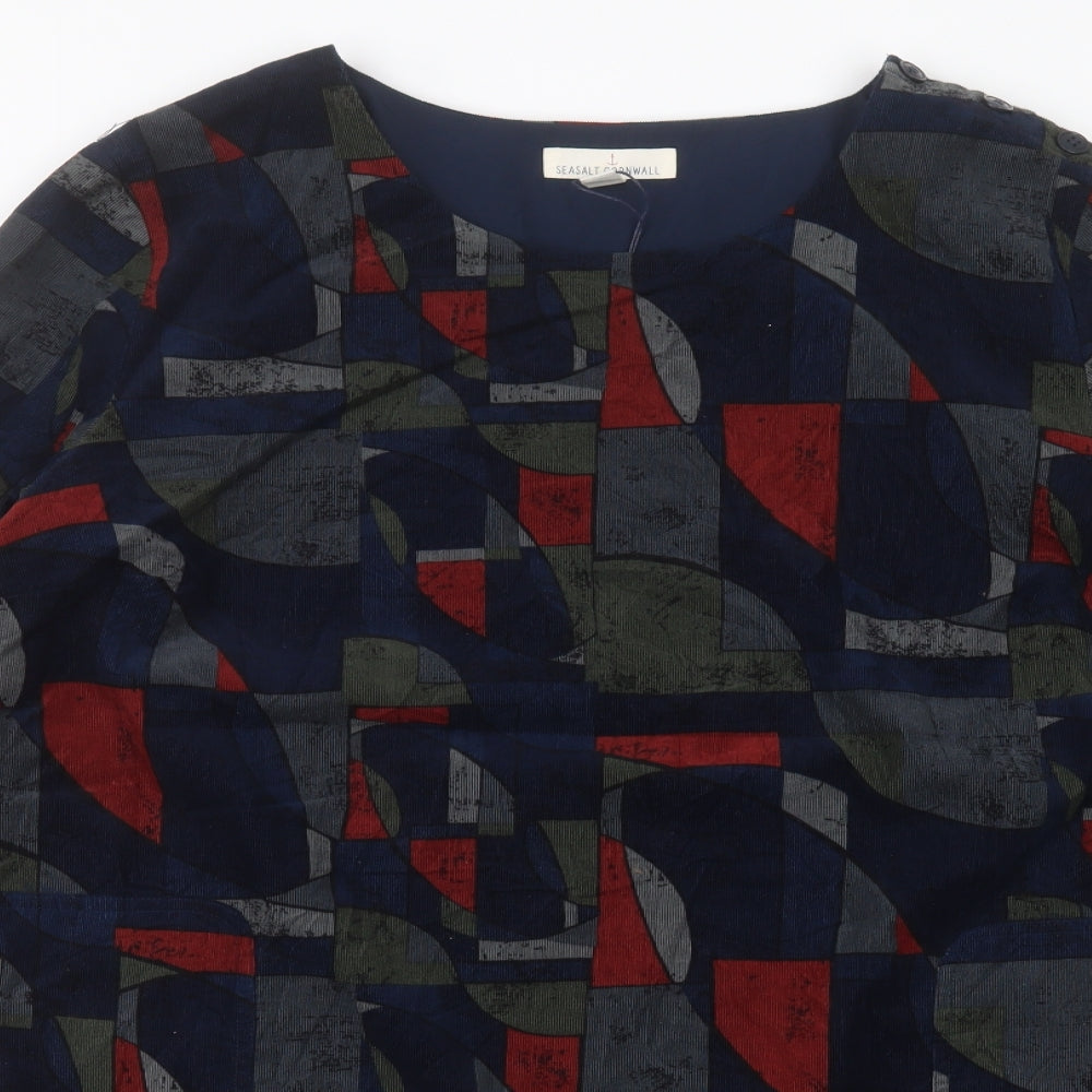 Seasalt Womens Multicoloured Geometric Cotton A-Line Size 22 Crew Neck Pullover