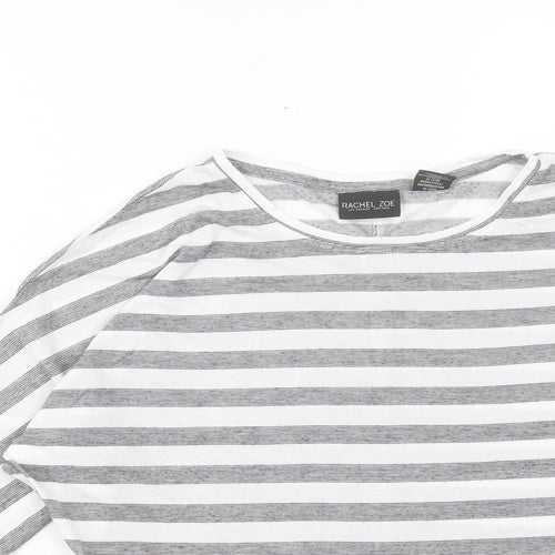 Rachel Zoe Womens White Striped Modal Basic T-Shirt Size M Crew Neck
