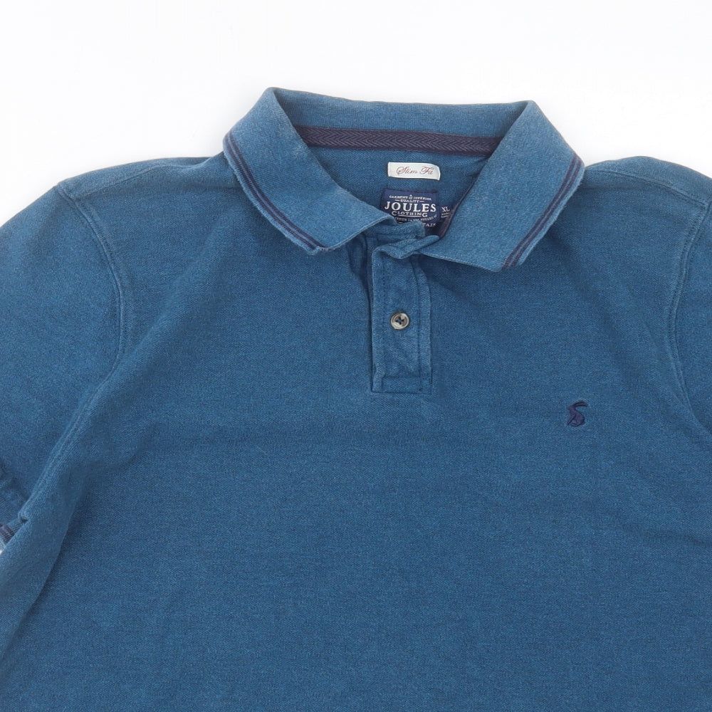 Joules Mens Blue Cotton Polo Size XL Collared Button