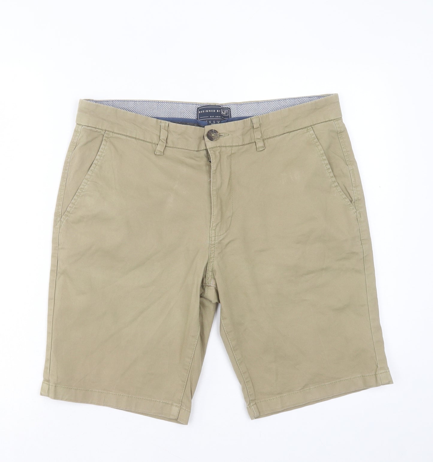F&F Mens Beige Cotton Chino Shorts Size 34 in L10 in Regular Button
