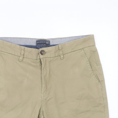 F&F Mens Beige Cotton Chino Shorts Size 34 in L10 in Regular Button