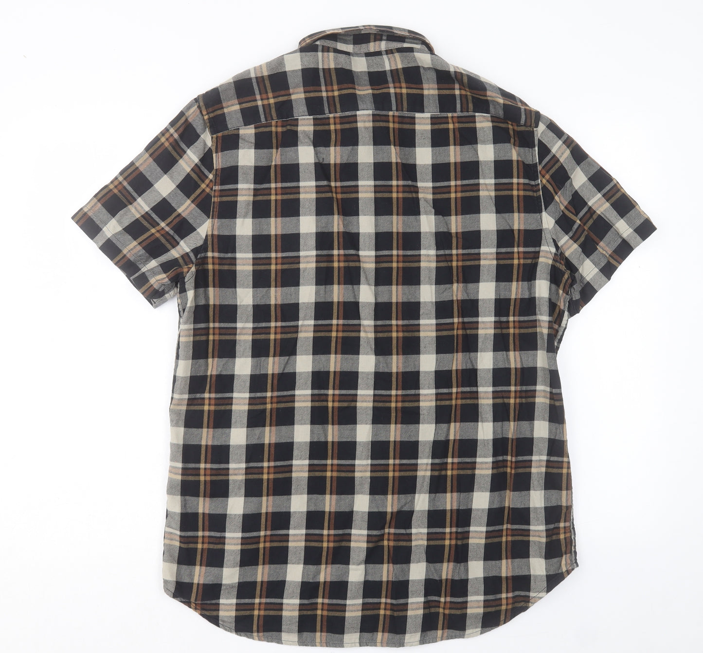 NEXT Mens Brown Plaid Cotton Button-Up Size XL Collared Button