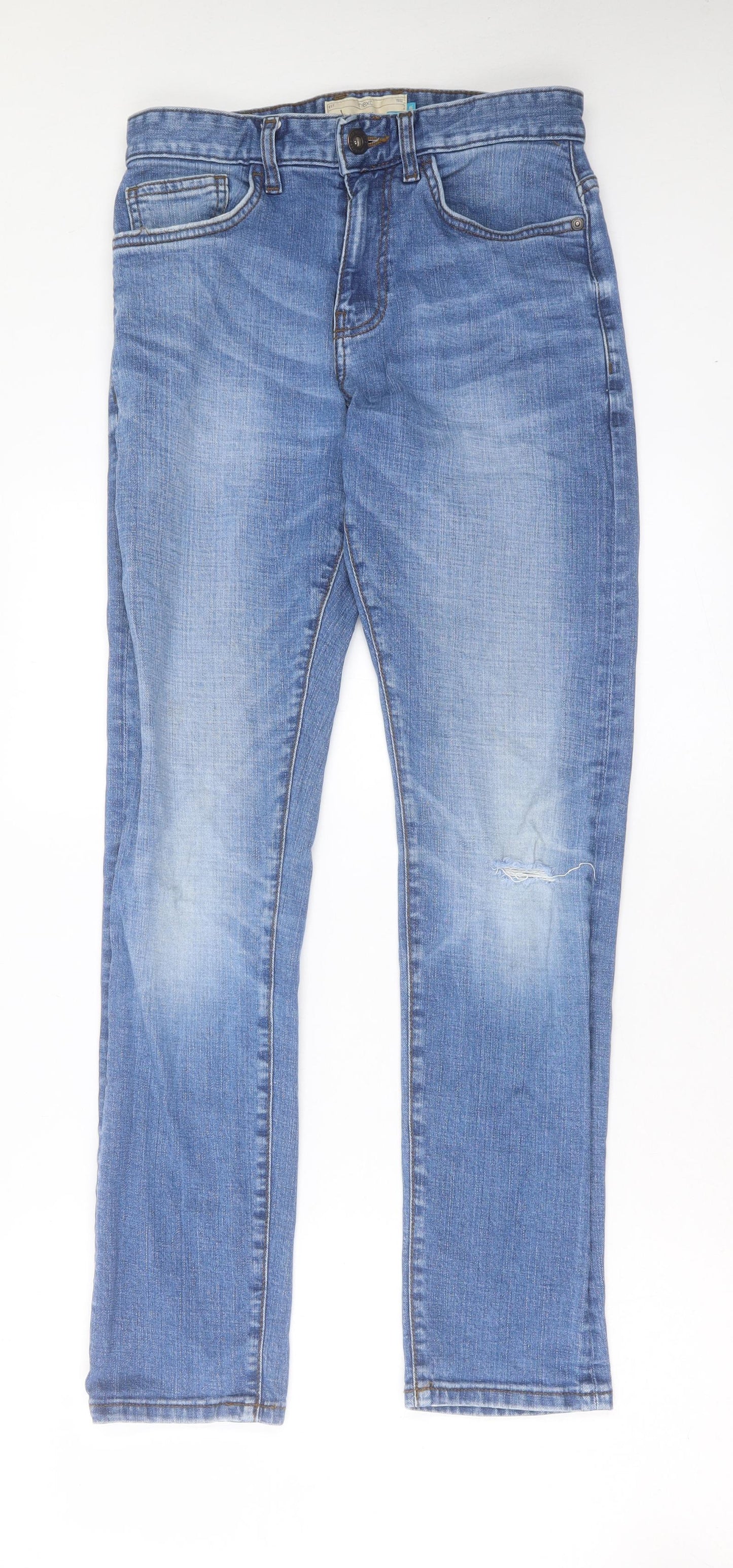 NEXT Mens Blue Cotton Straight Jeans Size 28 in L31 in Slim Button