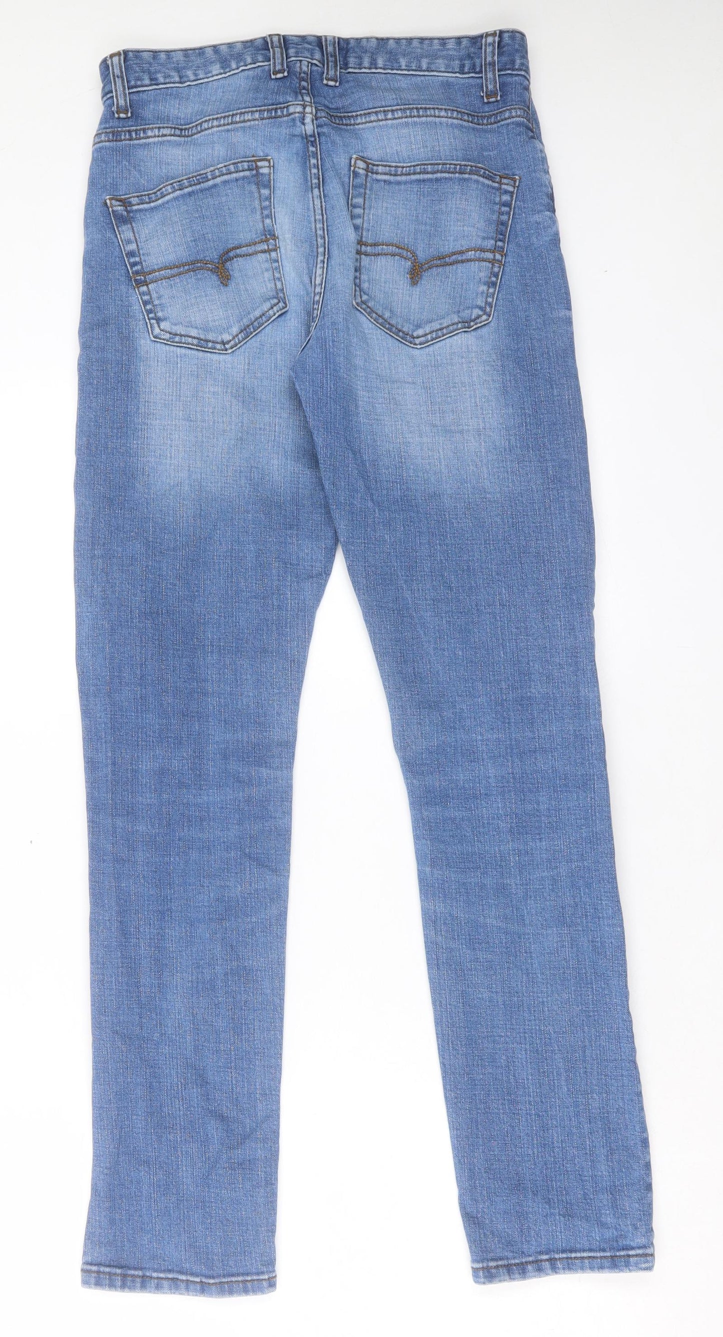 NEXT Mens Blue Cotton Straight Jeans Size 28 in L31 in Slim Button