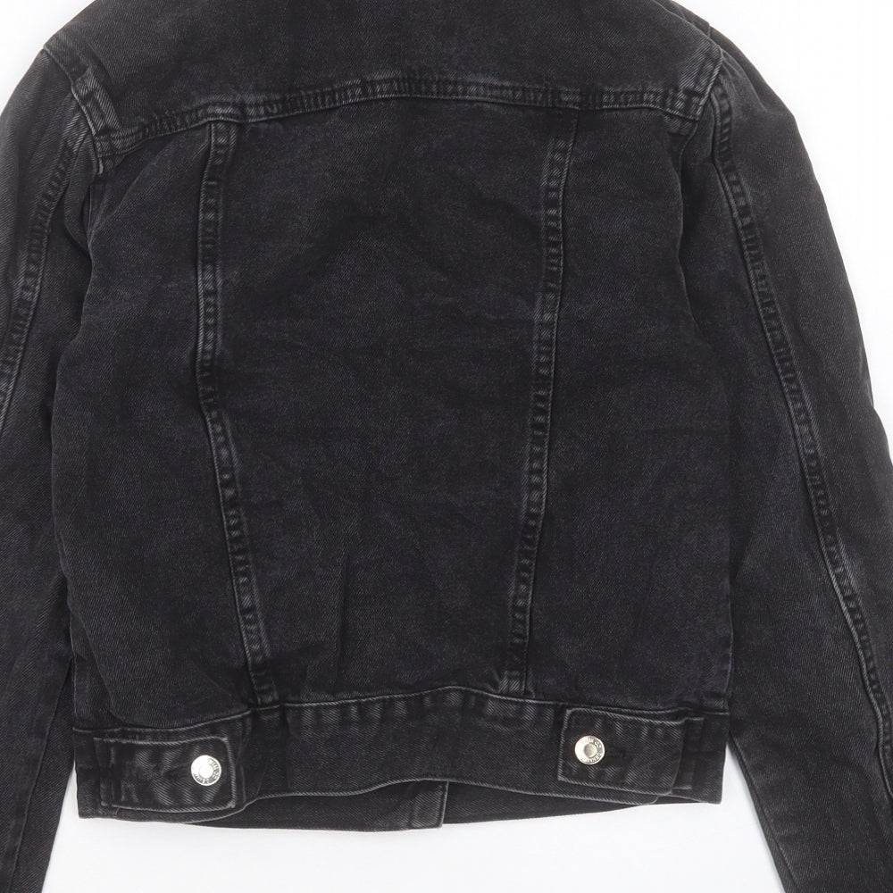 Denim & Co. Womens Black Jacket Size 4 Button