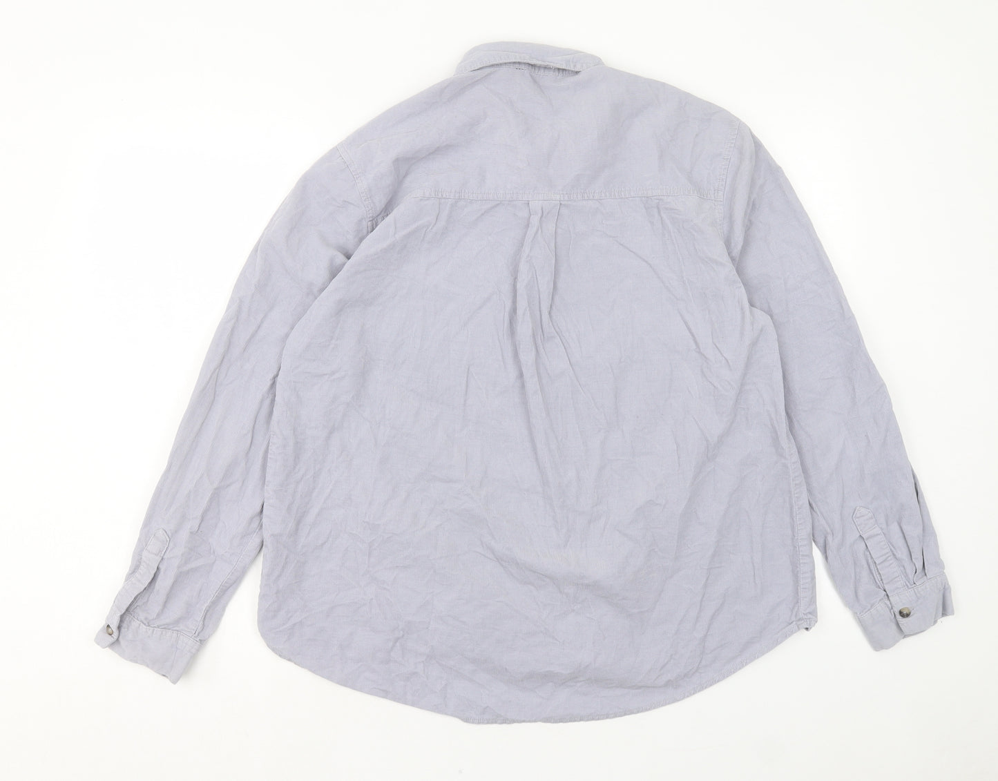 New Look Womens Grey Cotton Basic Button-Up Size 14 Collared