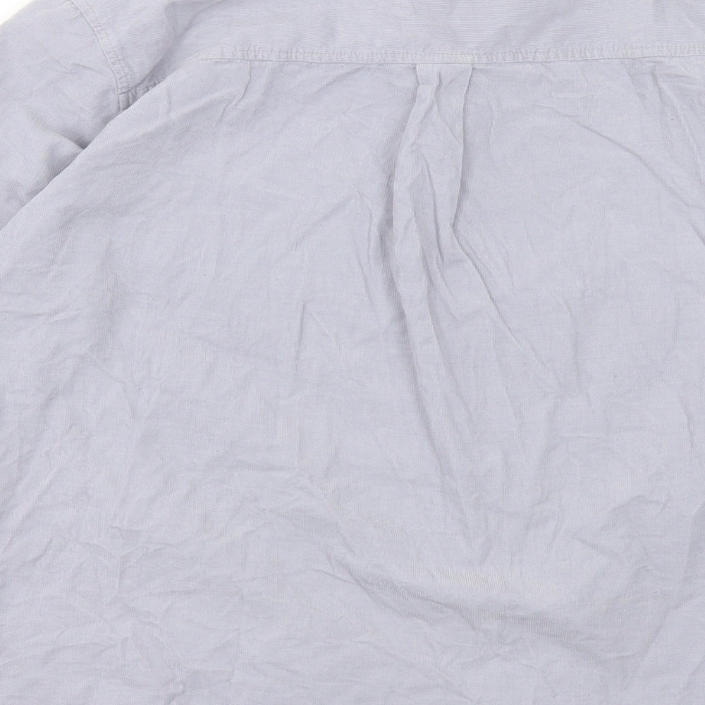 New Look Womens Grey Cotton Basic Button-Up Size 14 Collared