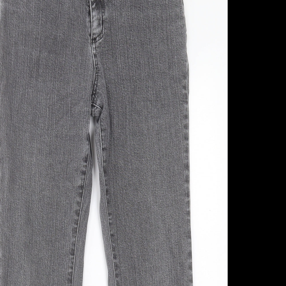 Per Una Womens Grey Cotton Straight Jeans Size 10 L27 in Regular Button