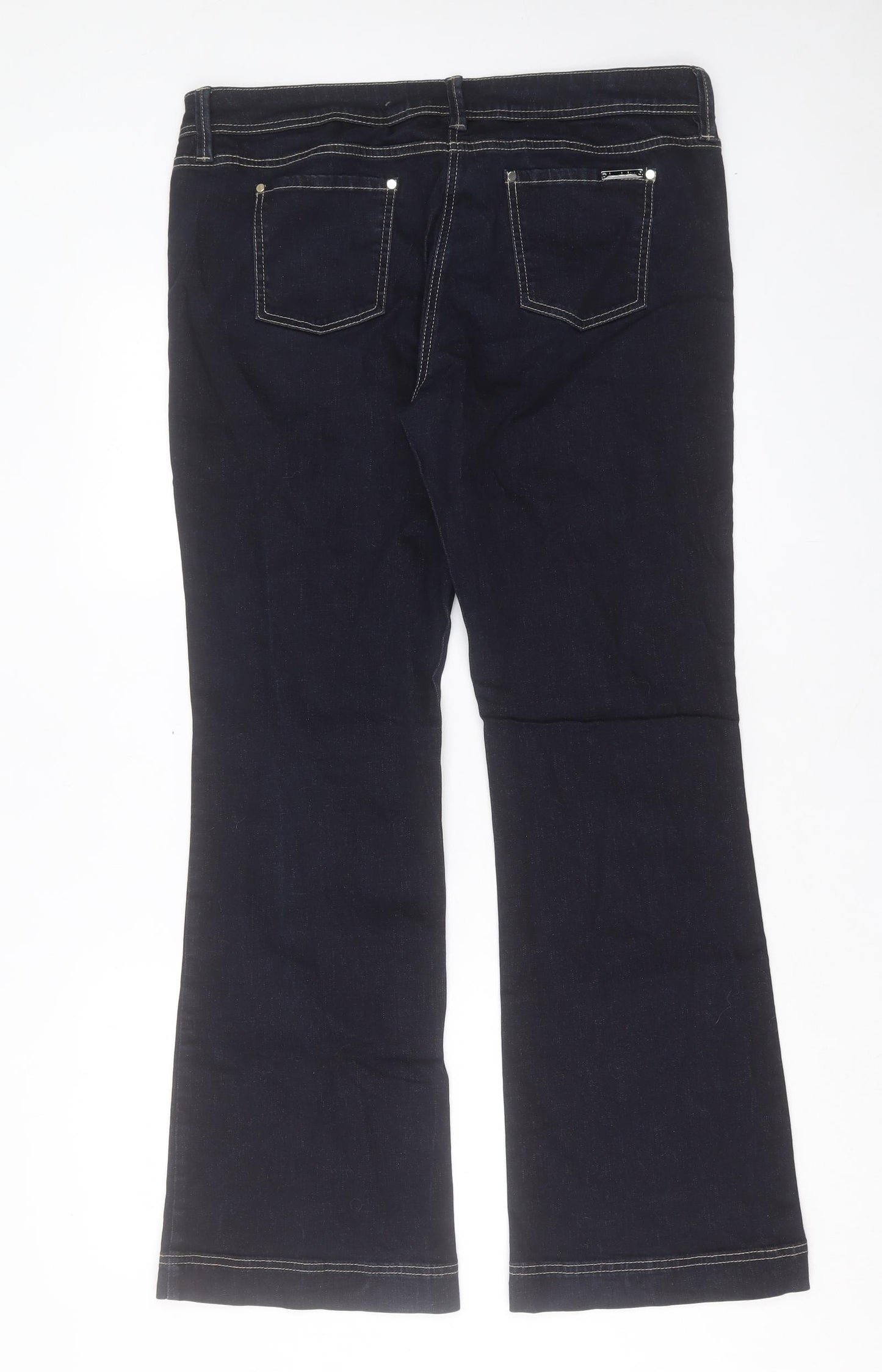 Principles Womens Blue Cotton Bootcut Jeans Size 16 L30 in Regular Button