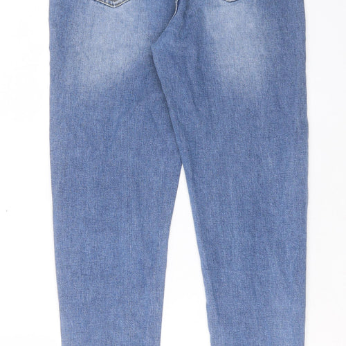 Boohoo Womens Blue Cotton Straight Jeans Size 6 L30 in Regular Button