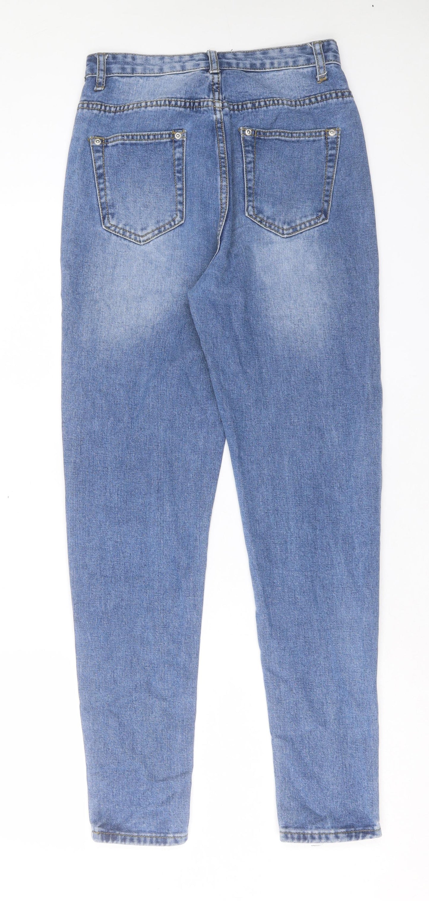 Boohoo Womens Blue Cotton Straight Jeans Size 6 L30 in Regular Button