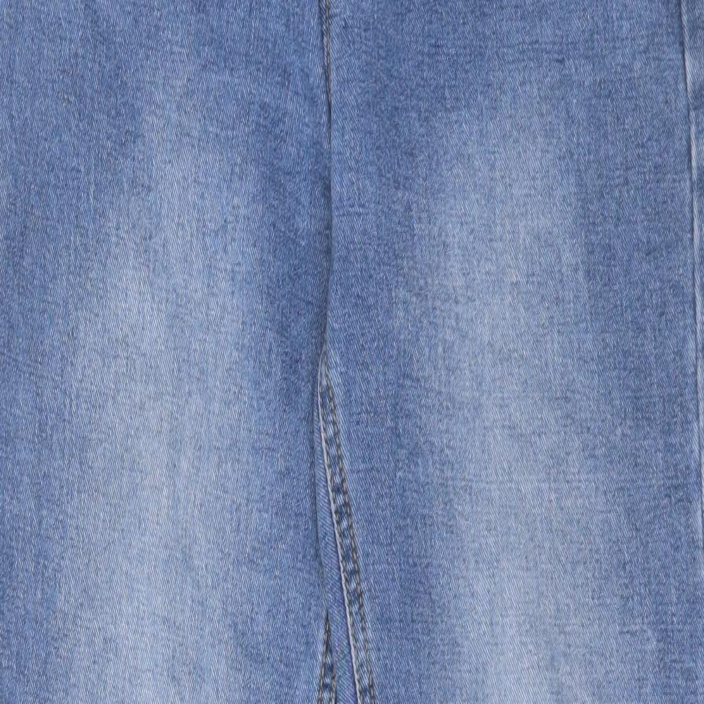 Boohoo Womens Blue Cotton Straight Jeans Size 6 L30 in Regular Button