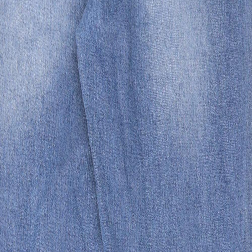 Boohoo Womens Blue Cotton Straight Jeans Size 6 L30 in Regular Button