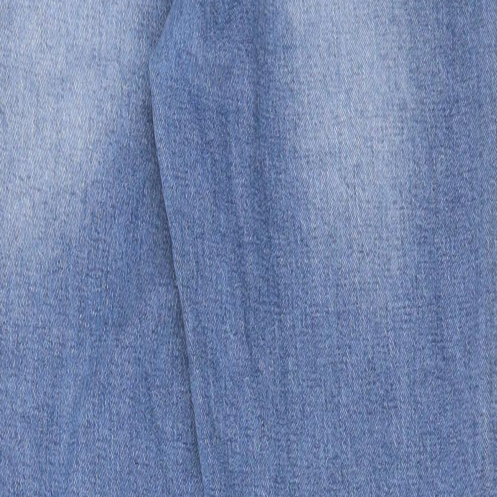 Boohoo Womens Blue Cotton Straight Jeans Size 6 L30 in Regular Button