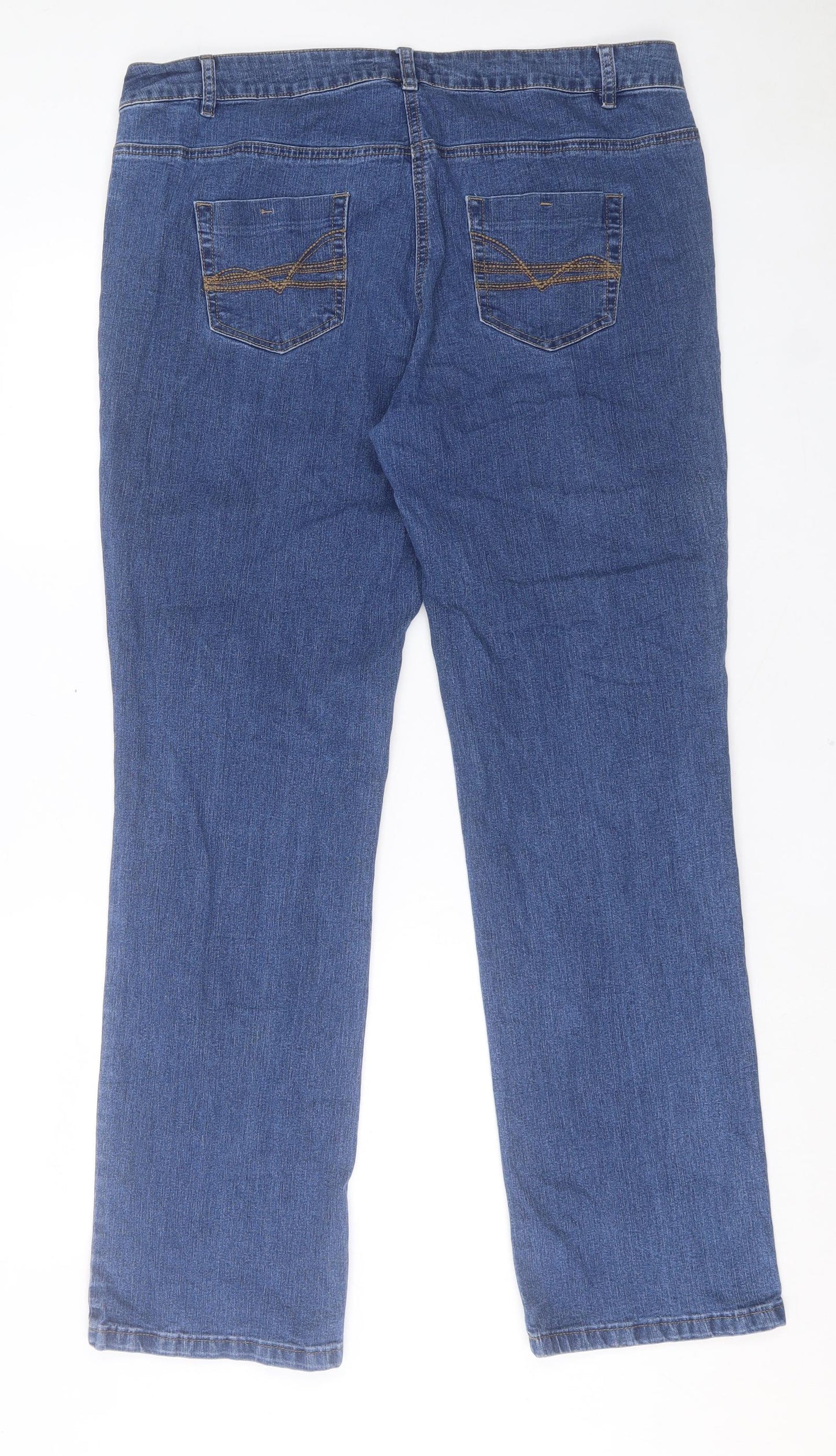 TU Womens Blue Cotton Straight Jeans Size 18 L32 in Regular Button