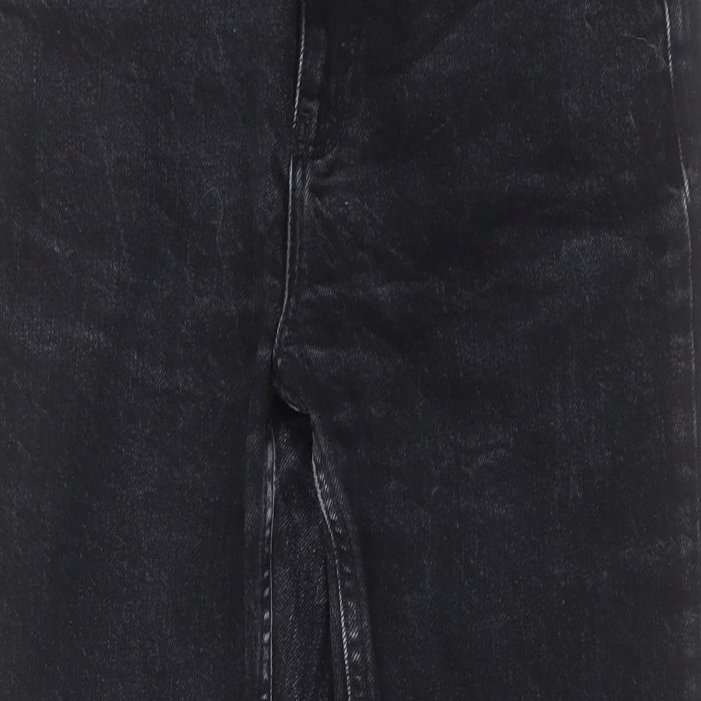Topshop Womens Black Cotton Cropped Jeans Size 10 L26 in Regular Button