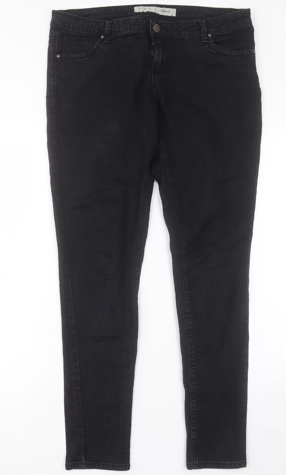 Denim & Co. Womens Black Cotton Skinny Jeans Size 16 L31 in Regular Button