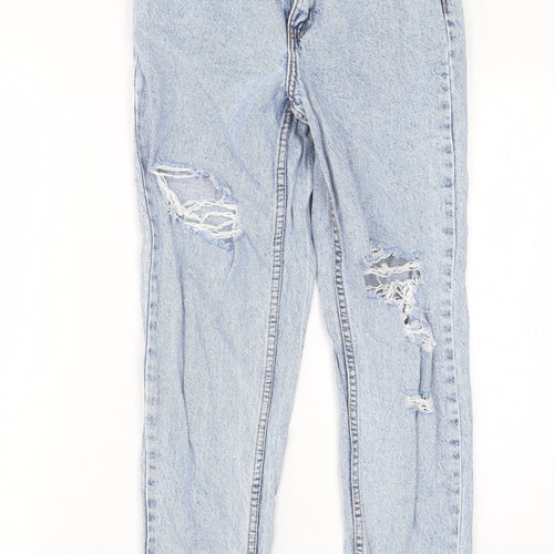 Denim & Co. Womens Blue Cotton Straight Jeans Size 6 L28 in Regular Button