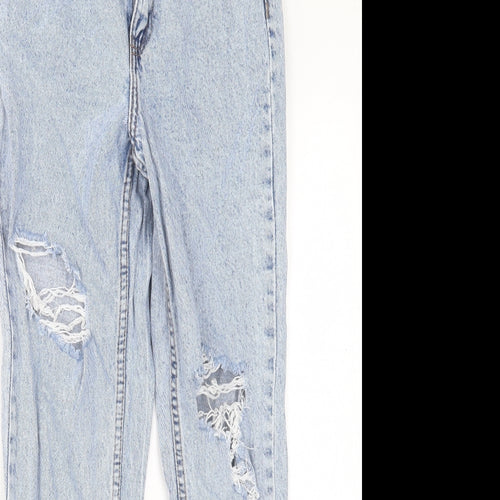 Denim & Co. Womens Blue Cotton Straight Jeans Size 6 L28 in Regular Button
