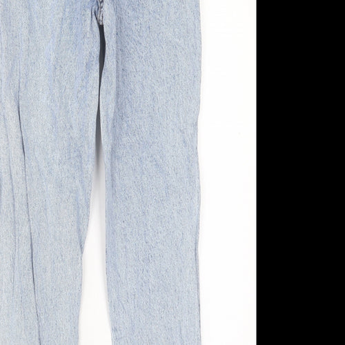 Denim & Co. Womens Blue Cotton Straight Jeans Size 6 L28 in Regular Button