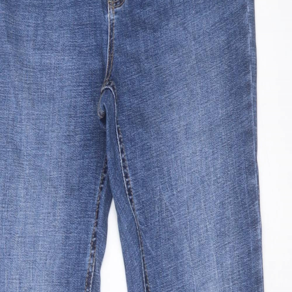 Stradivarius Womens Blue Cotton Flared Jeans Size 14 L32 in Regular Button