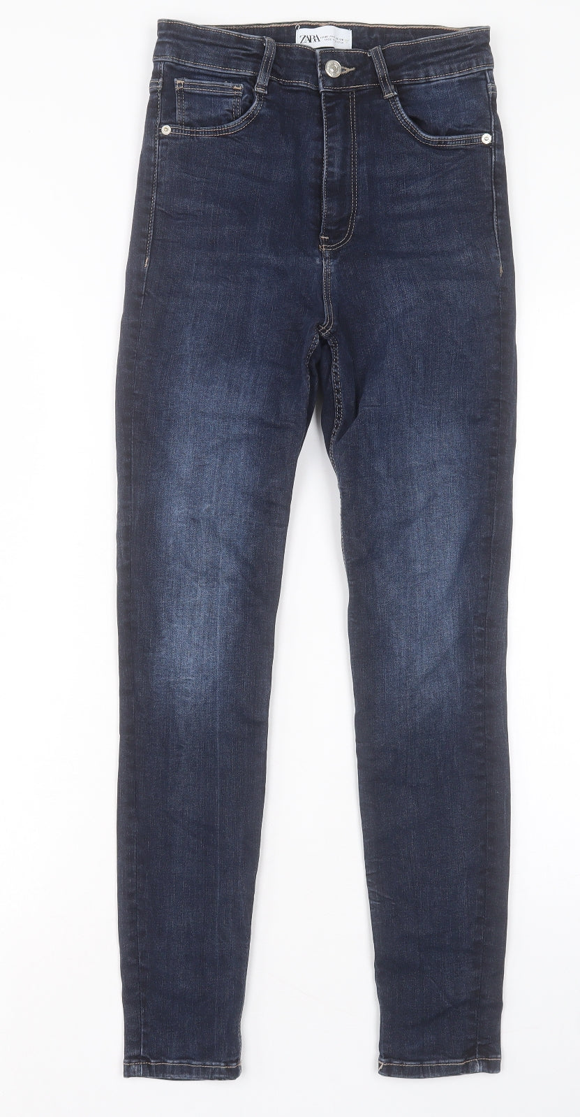 Zara Womens Blue Cotton Skinny Jeans Size 8 L27 in Regular Button