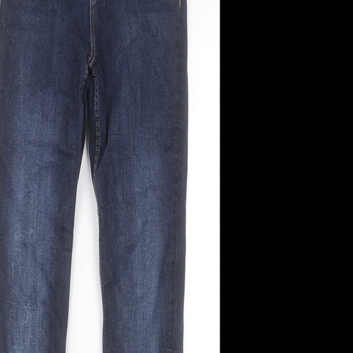 Zara Womens Blue Cotton Skinny Jeans Size 8 L27 in Regular Button