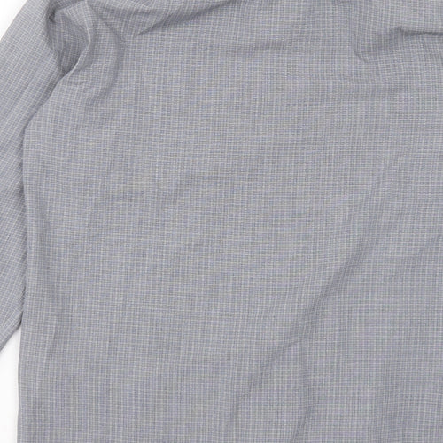 Primark Mens Grey Plaid Cotton Button-Up Size 14.5 Collared Button