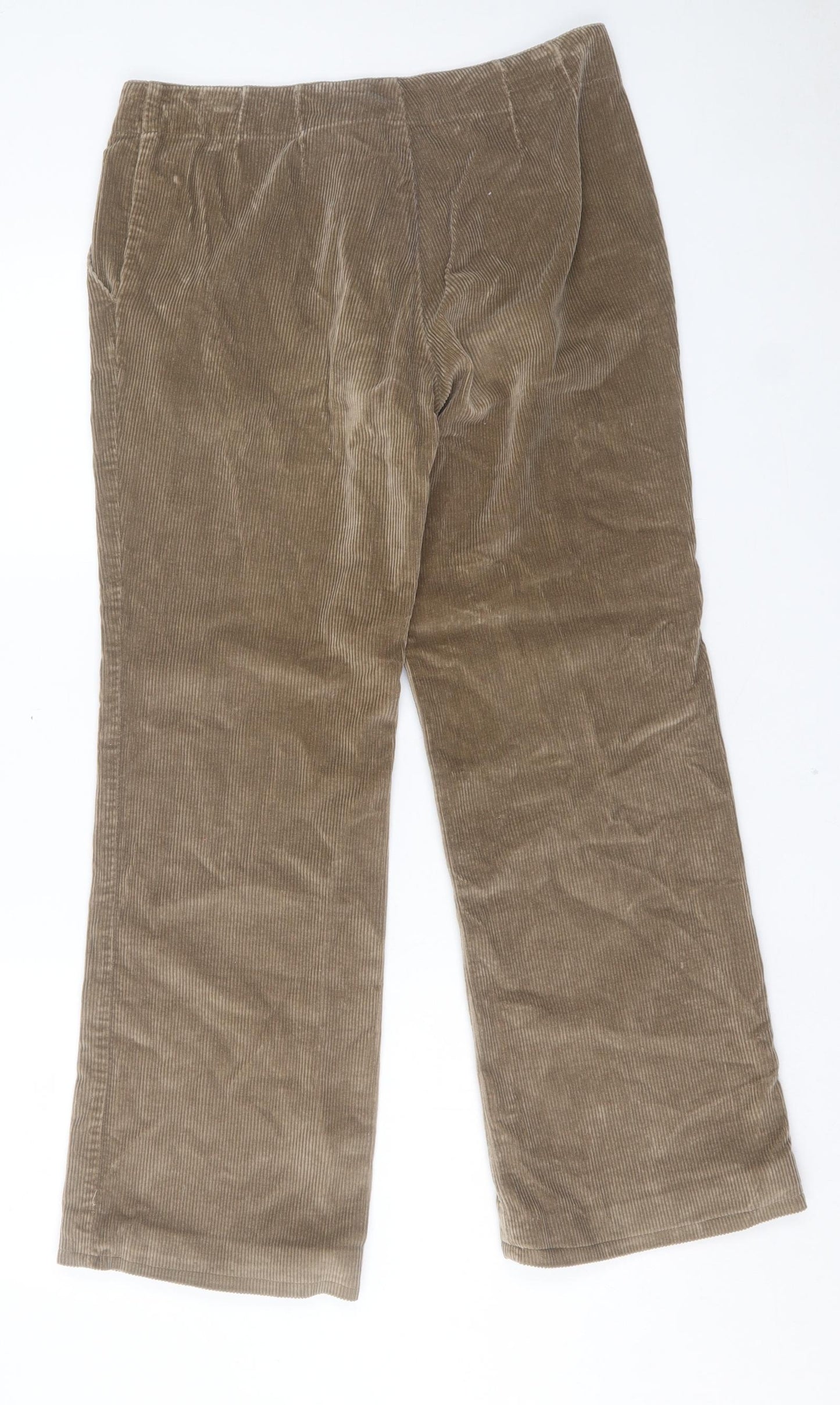 Jigsaw Womens Brown Cotton Trousers Size 14 L29 in Regular Hook & Eye