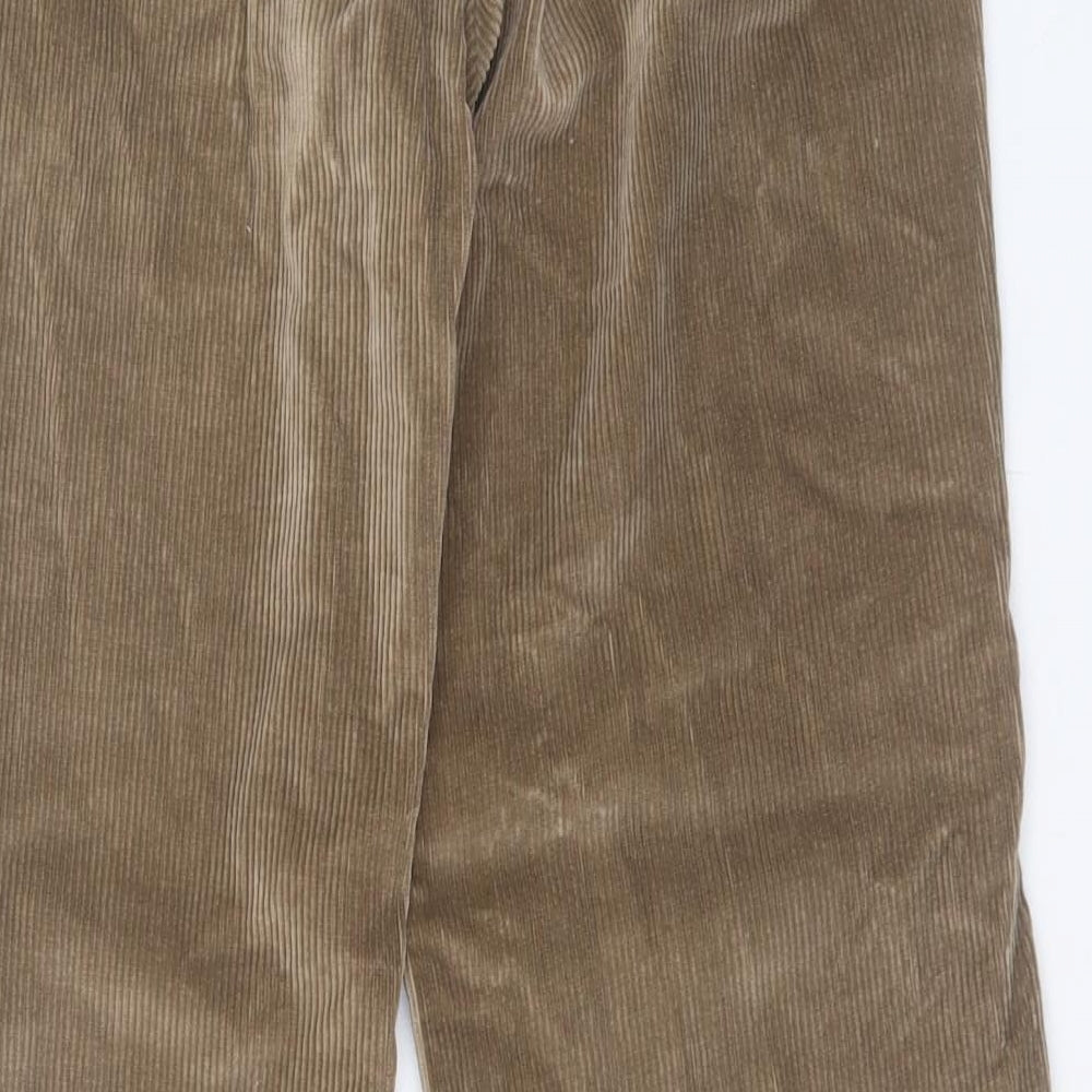 Jigsaw Womens Brown Cotton Trousers Size 14 L29 in Regular Hook & Eye