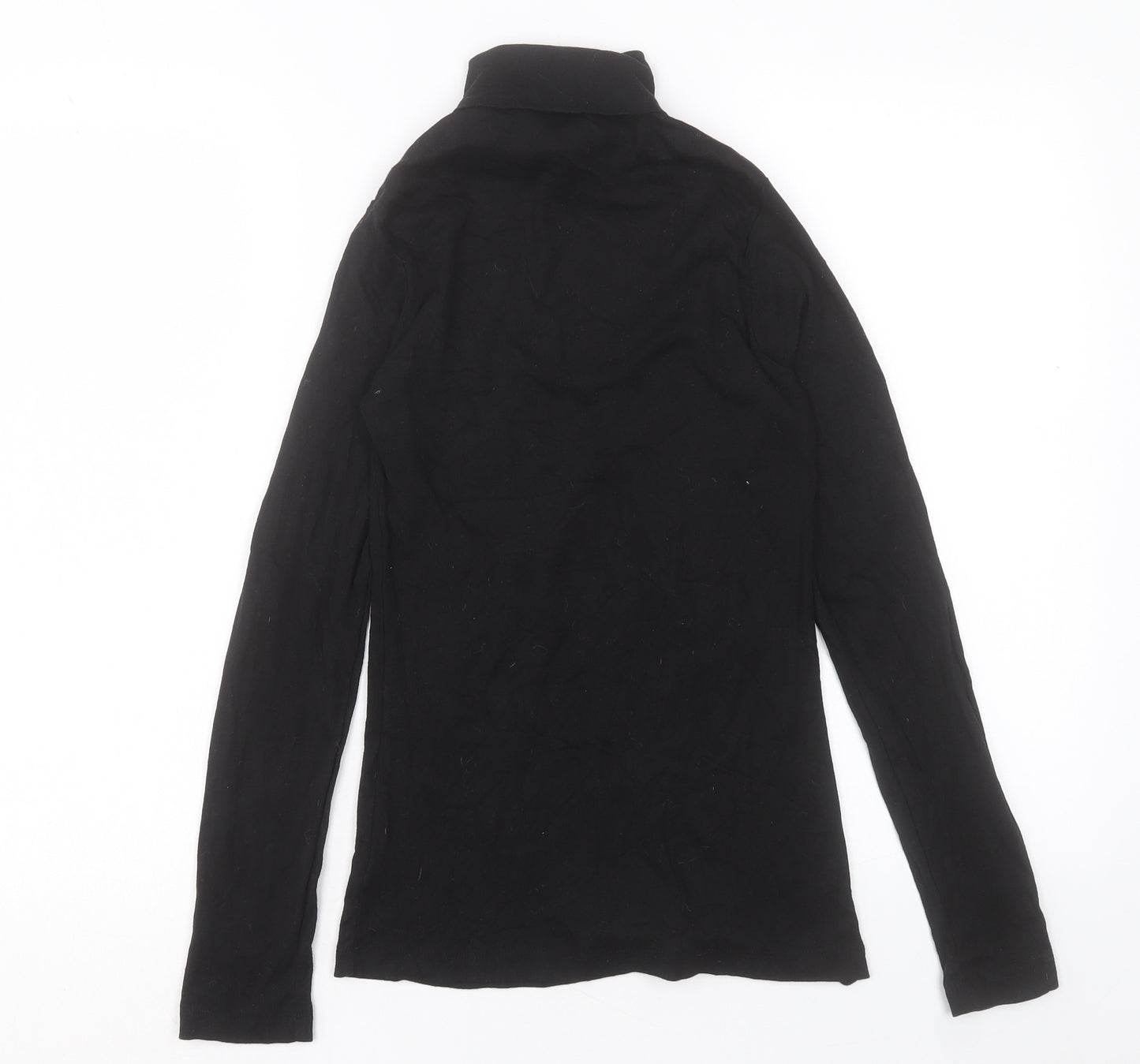 Peacocks Womens Black Cotton Basic T-Shirt Size 12 Roll Neck