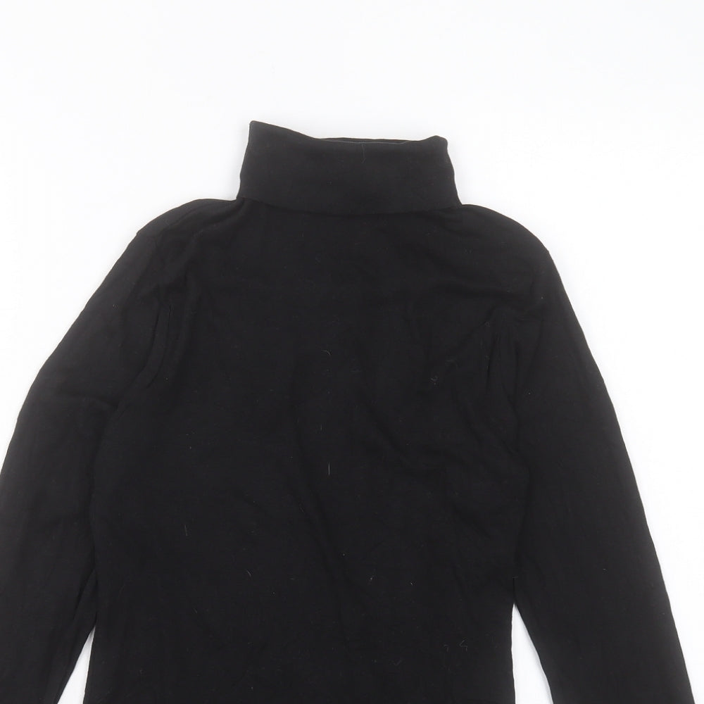 Peacocks Womens Black Cotton Basic T-Shirt Size 12 Roll Neck