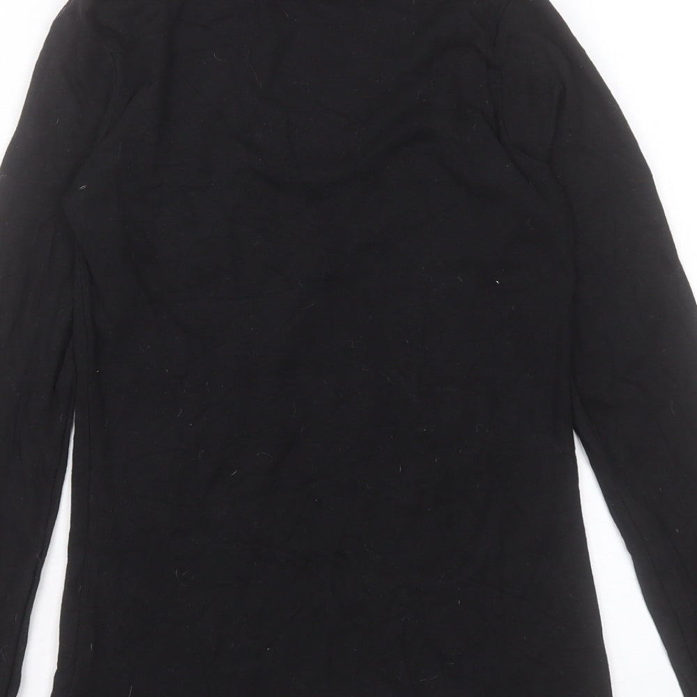 Peacocks Womens Black Cotton Basic T-Shirt Size 12 Roll Neck