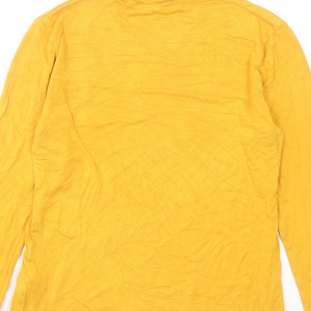 Peacocks Womens Yellow Viscose Basic T-Shirt Size 12 Roll Neck
