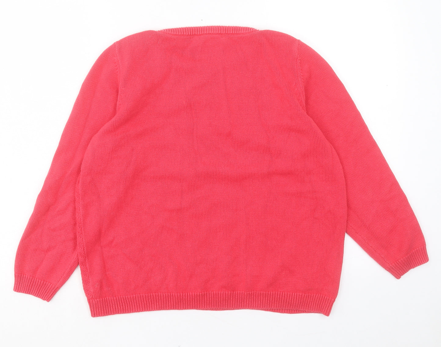 Bonmarché Womens Pink Collared Cotton Pullover Jumper Size 16