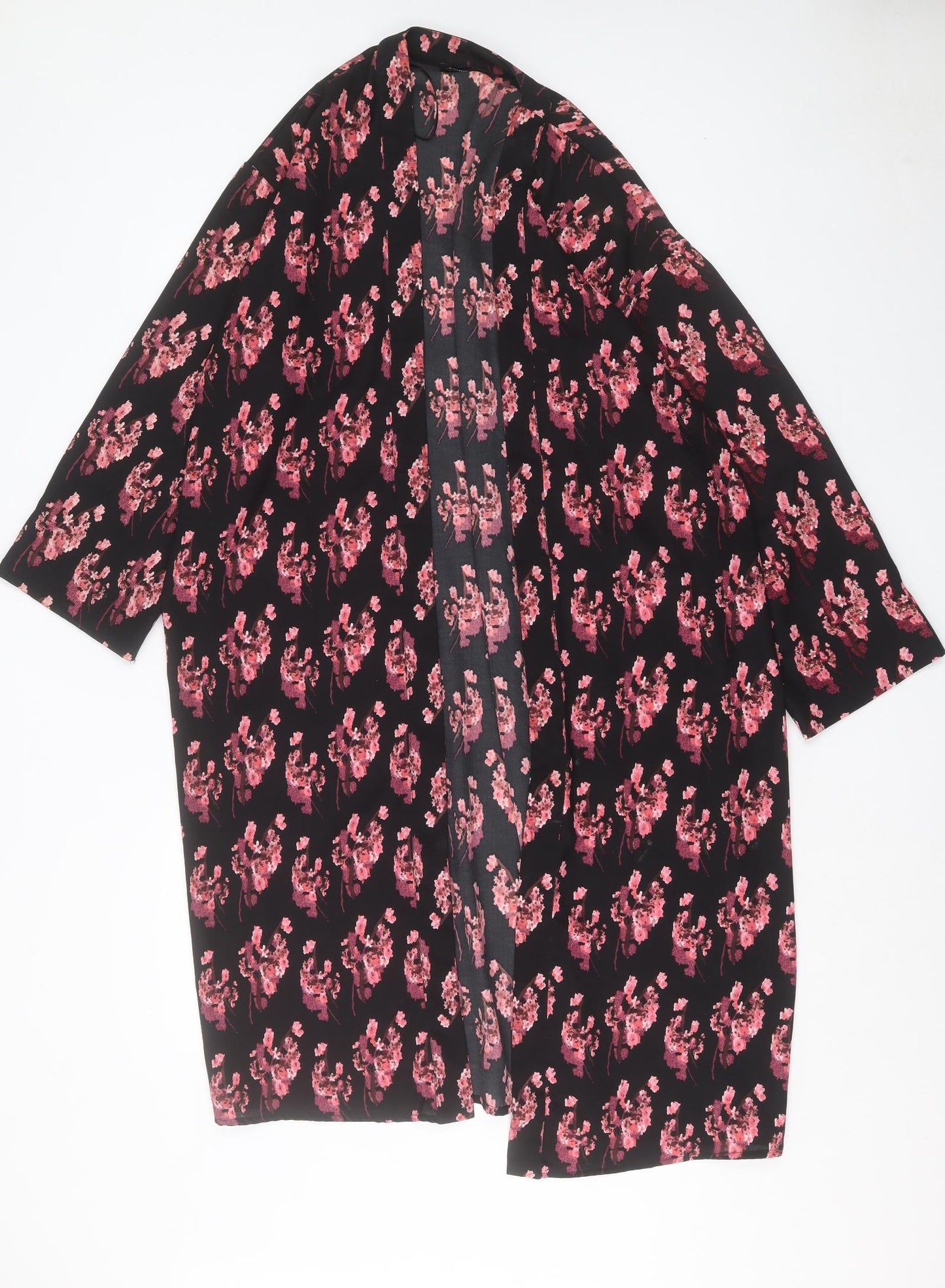 Atmosphere Womens Pink Floral Polyester Kimono Blouse Size M V-Neck