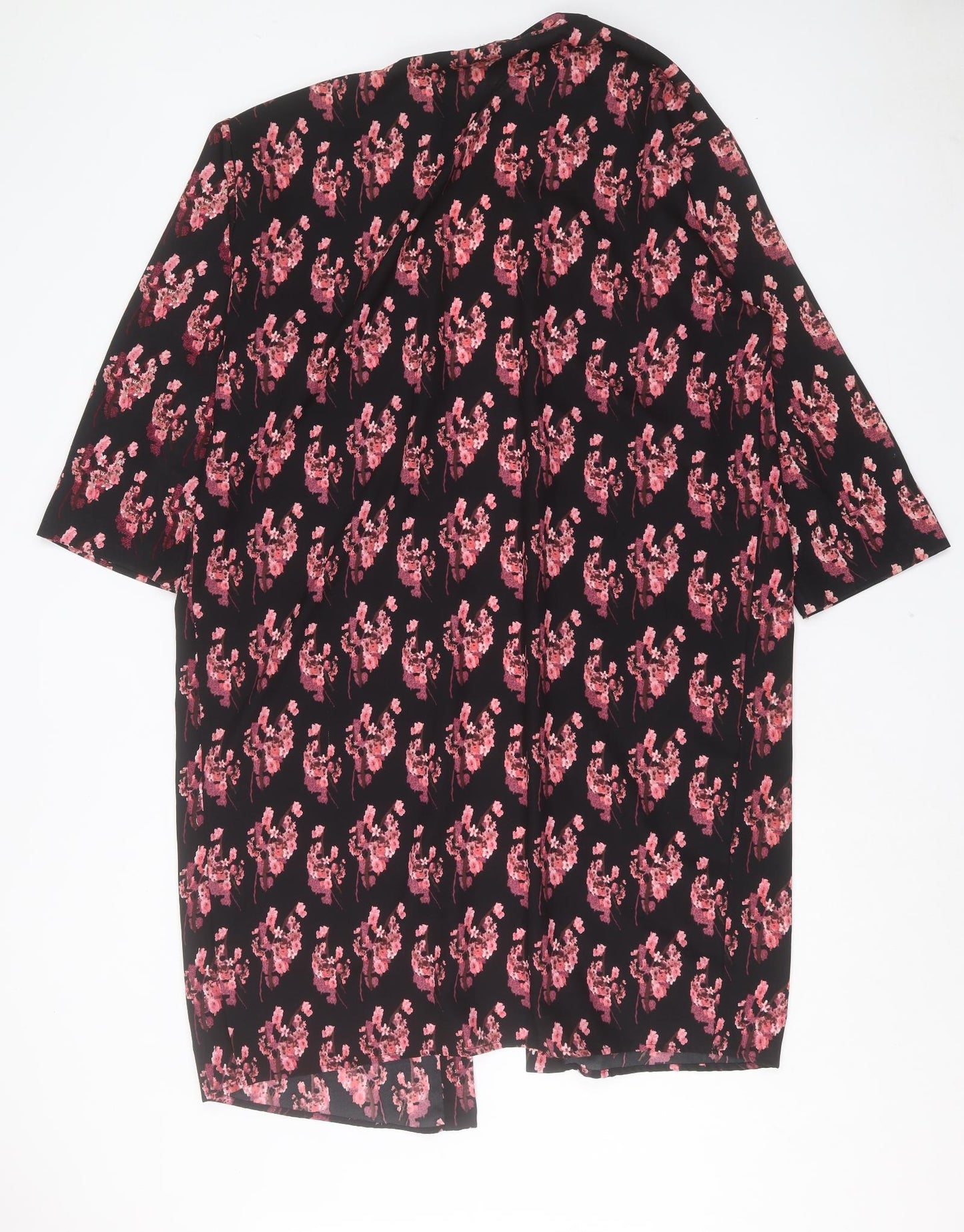 Atmosphere Womens Pink Floral Polyester Kimono Blouse Size M V-Neck