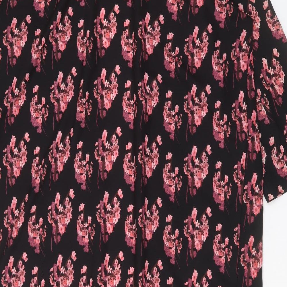 Atmosphere Womens Pink Floral Polyester Kimono Blouse Size M V-Neck