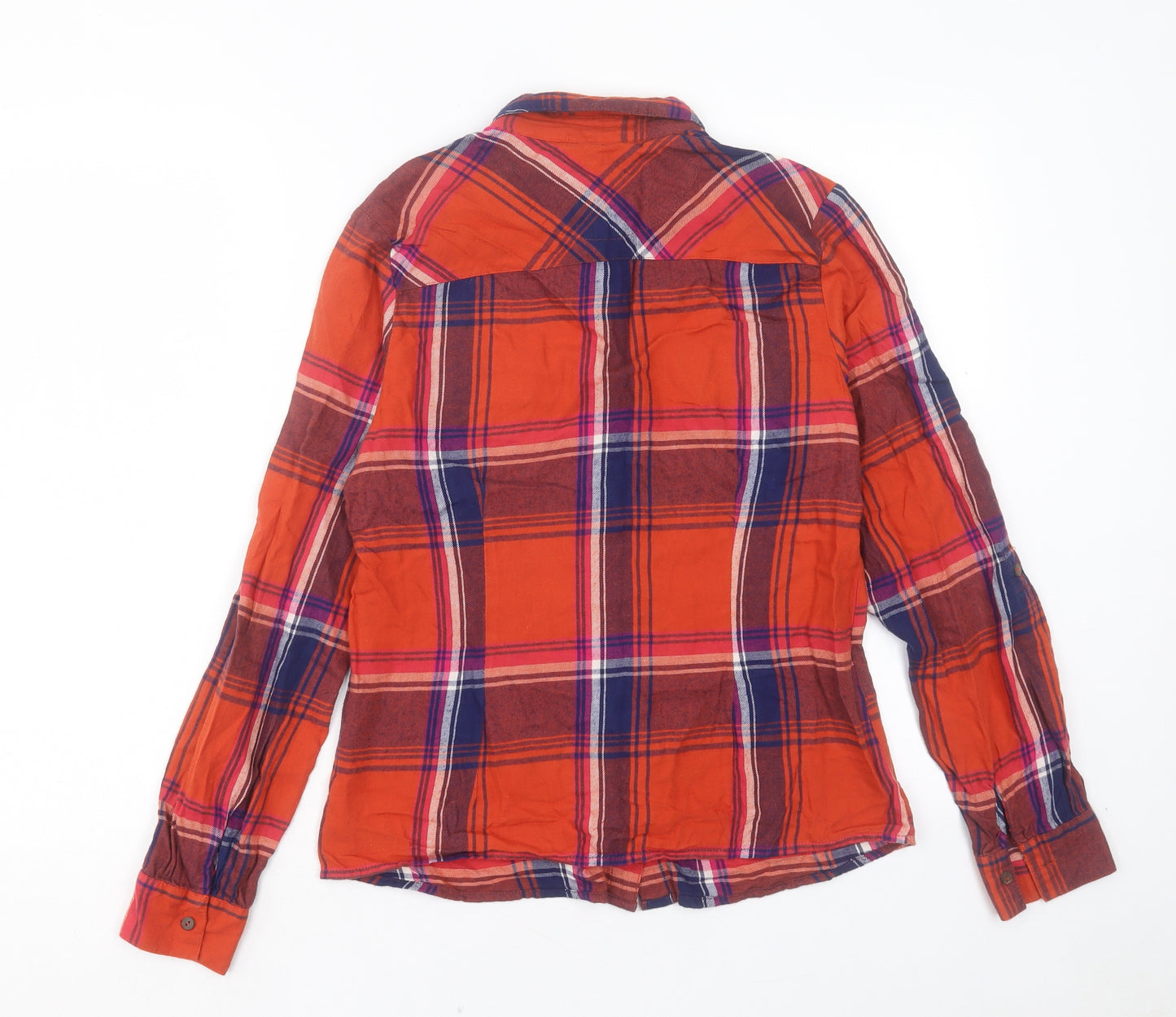 Papaya Womens Orange Plaid Cotton Basic Button-Up Size 12 Collared