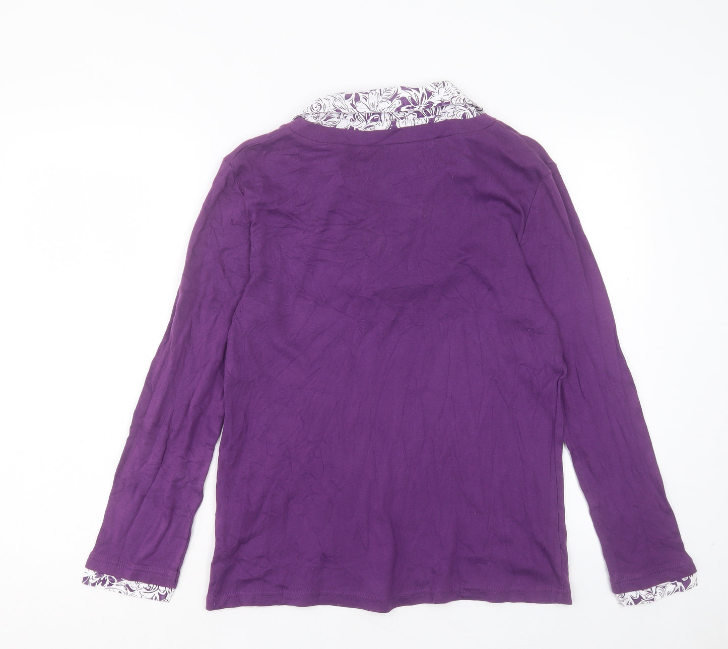Damart Womens Purple Paisley Cotton Basic Polo Size 18 Collared