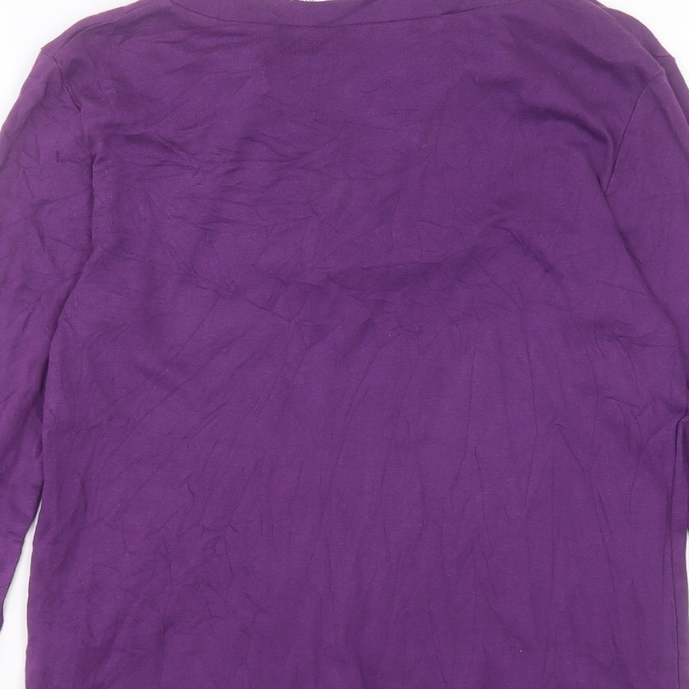 Damart Womens Purple Paisley Cotton Basic Polo Size 18 Collared