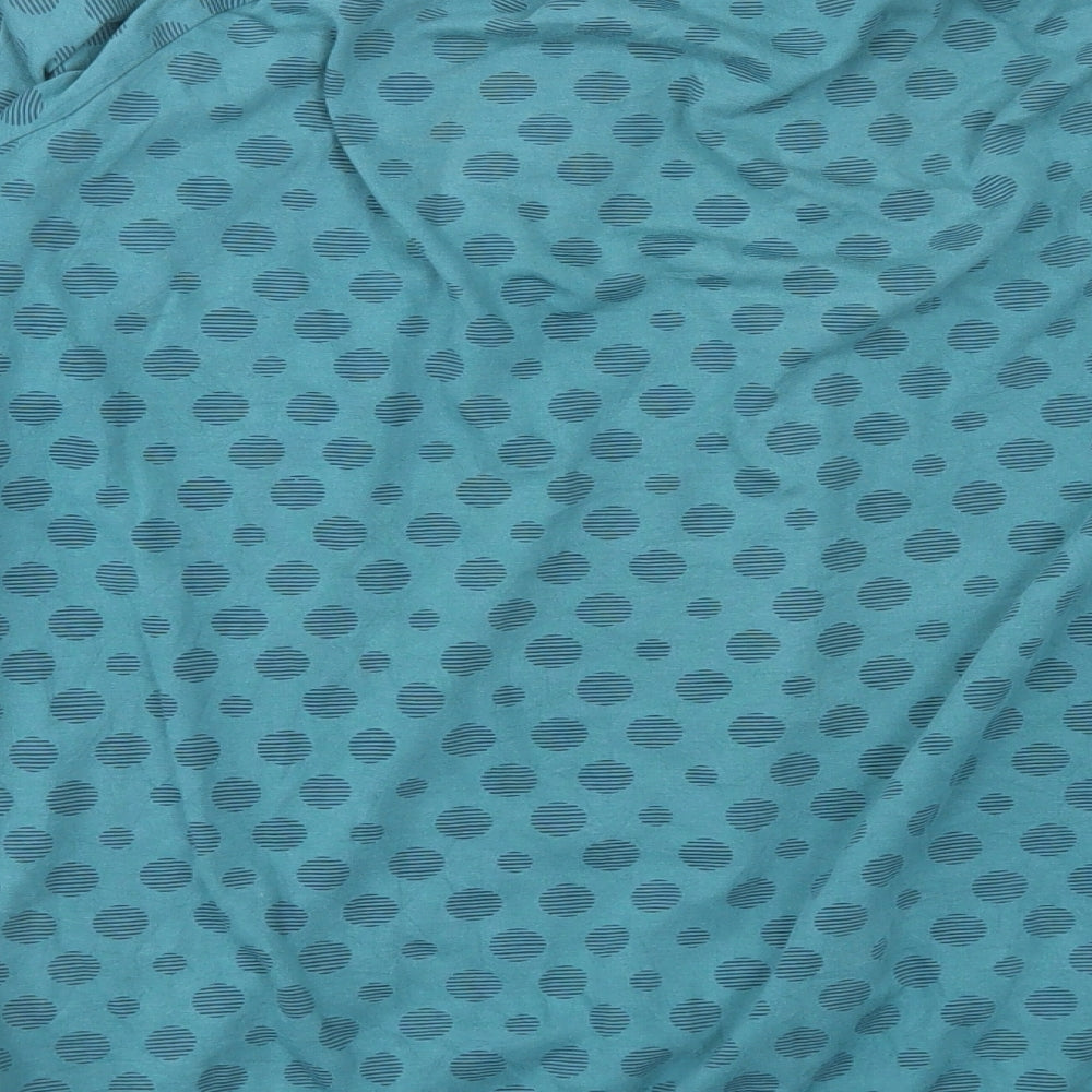 TU Womens Blue Polka Dot Polyester Basic T-Shirt Size 14 Boat Neck
